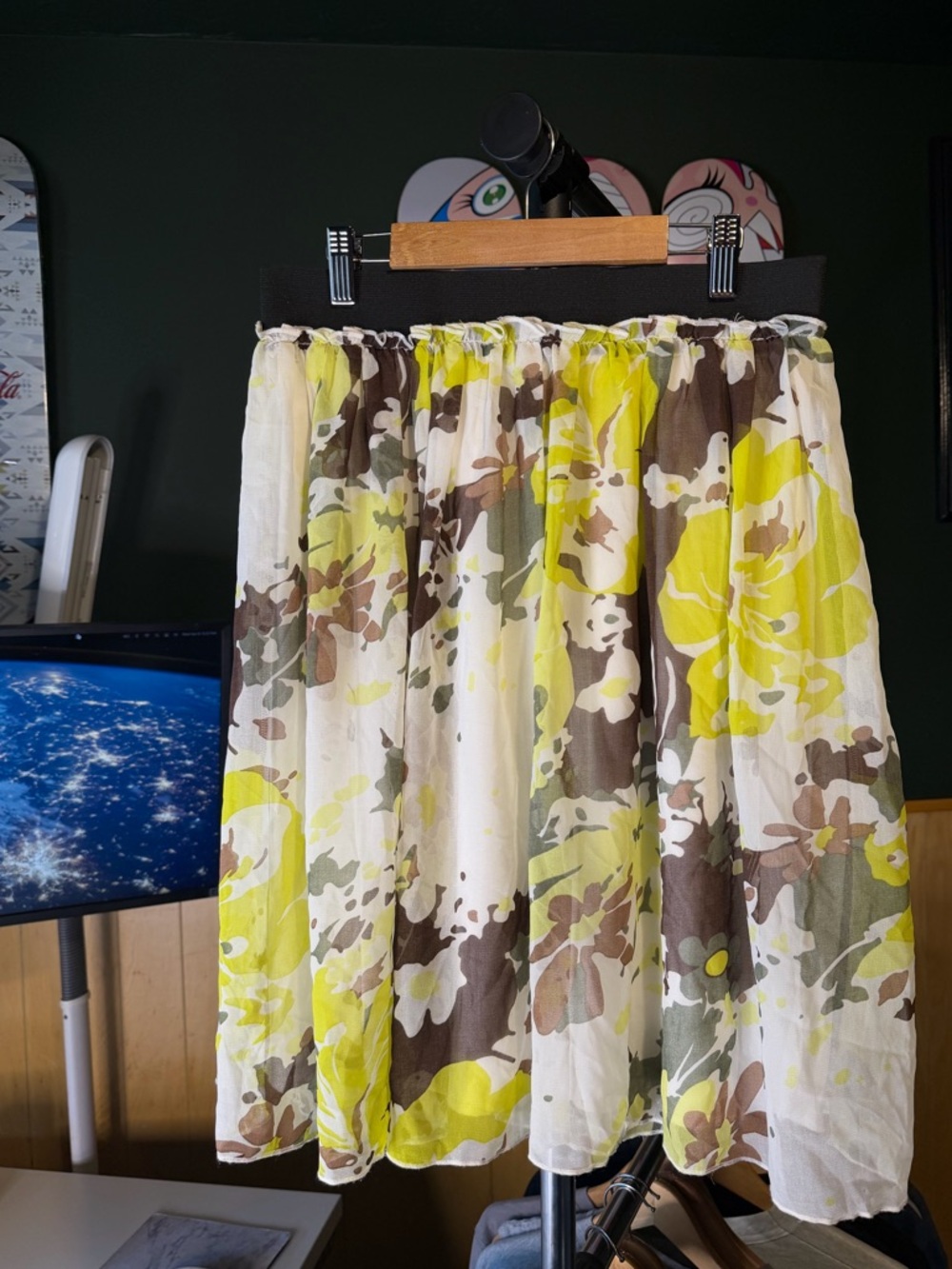 Bella Bird Women’s Floral A-Line Midi Skirt with Inside Lining